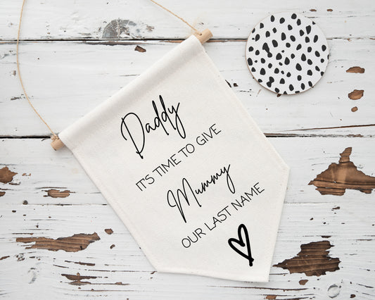 Aisle Wedding Flag, Daddy Here Comes Mummy Sign, Wedding Aisle Sign, Page Boy Flag, Flower Girl Sign