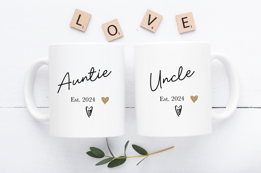 Auntie And Uncle Mugs - New Auntie Gift - New Uncle Gift - Auntie Christmas Gift