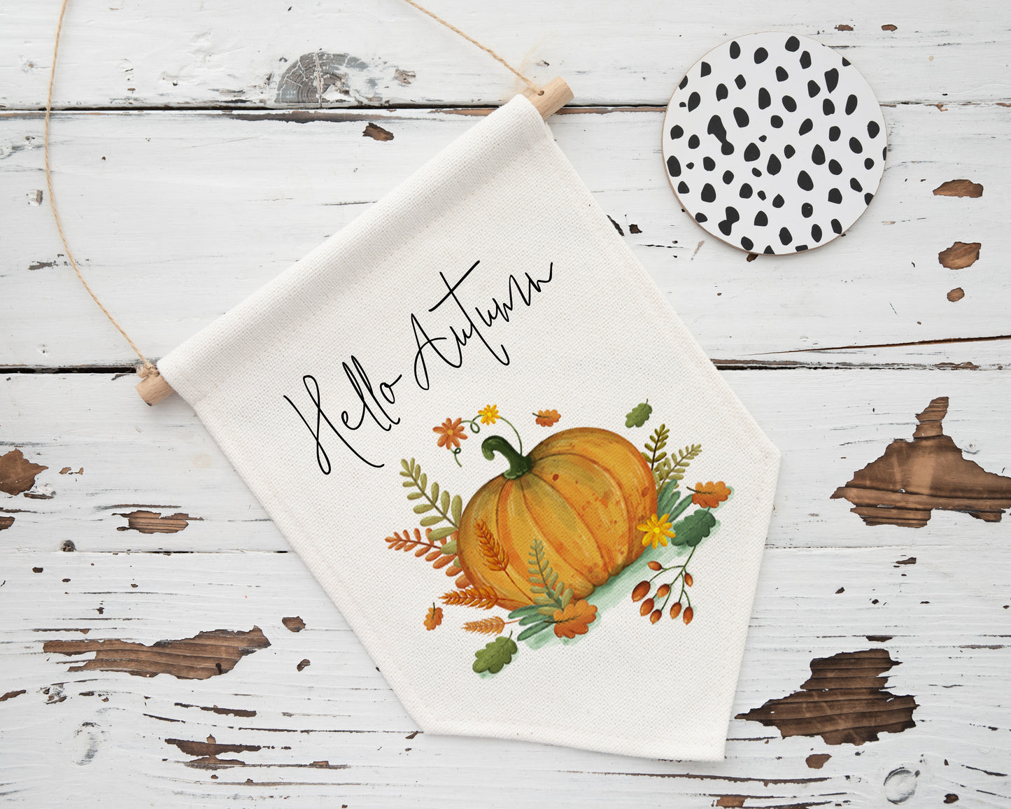 Hello Autumn Hanging Sign, Autumn Flag, Autumn Home Decor, Autumn Accessories