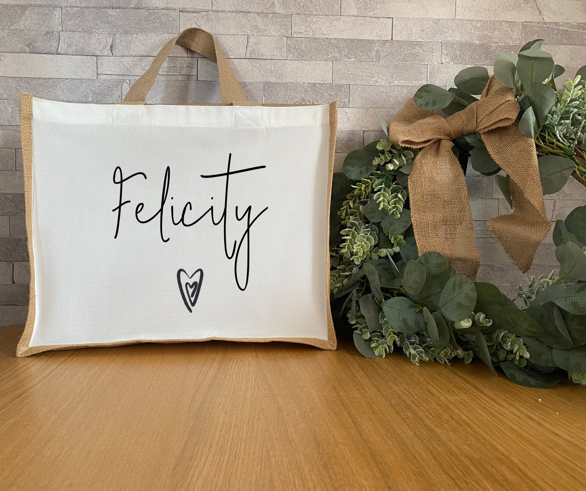 Personalised Large Jute Tote Beach Bag Jute Shopping Bag Large