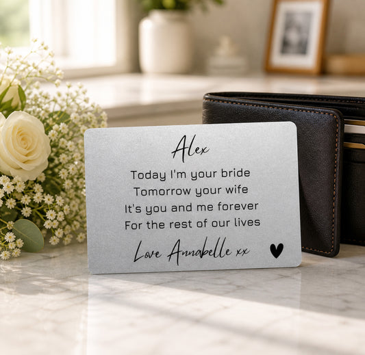 Personalised Gift To Groom From Bride, Wedding Day Gift For Groom, Husband To Be Gift, To My Groom On Our Wedding Day, Wallet Card Keepsake