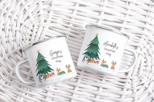 Christmas Eve Box Fillers, Personalised Enamel Mug, Christmas Eve Mug, Christmas Gift For Kids