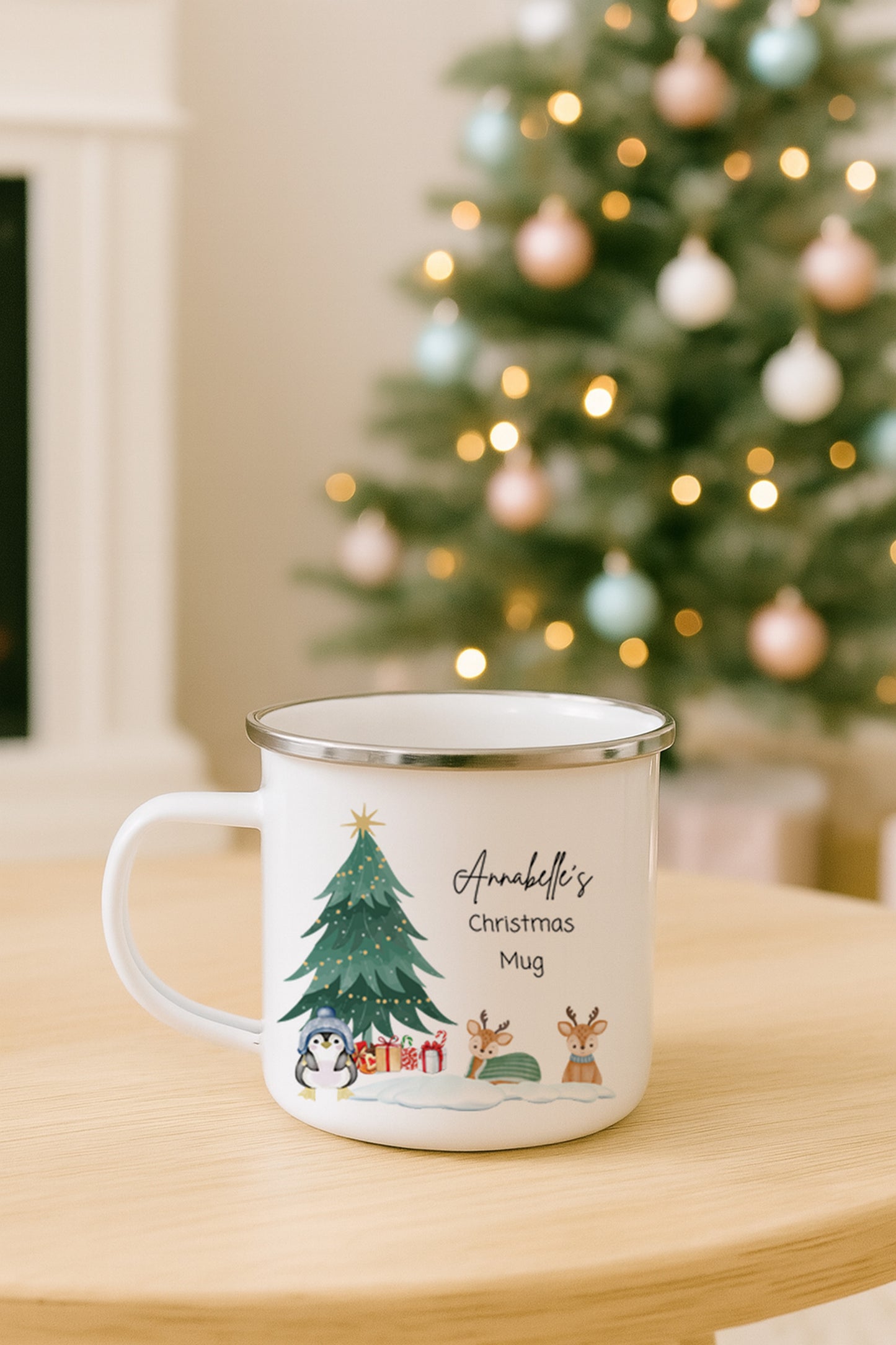 Christmas Eve Box Fillers, Personalised Enamel Mug, Christmas Eve Mug, Christmas Gift For Kids
