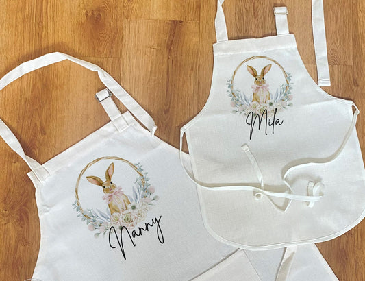 Personalised Easter Apron - Kids Apron - Easter Gifts - Bunny Rabbit Gifts - Children's Apron For Cooking - Matching Aprons - Easter Decor