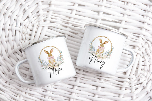 Personalised Easter Mugs - Easter Gifts For Kids - Easter Camping Mug - Easter Enamel Mug - Easter Decor - Easter Basket Girls - Girl Gift