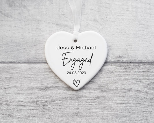 Personalised Engagement Ornament, Couple Engagement Gifts, Engagement Present, Engagement Day Keepsake, Couple Gift