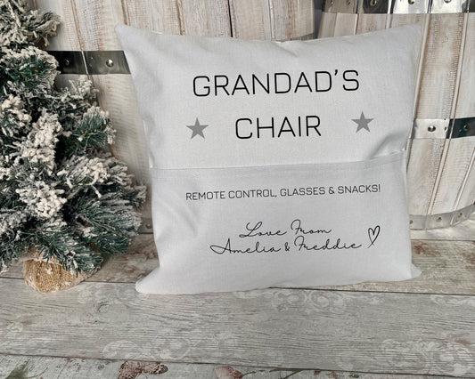 Personalised Grandad Gifts - Fathers Day Gift For Grandad - Grandad Pocket Cushion - Reserved For Grandad