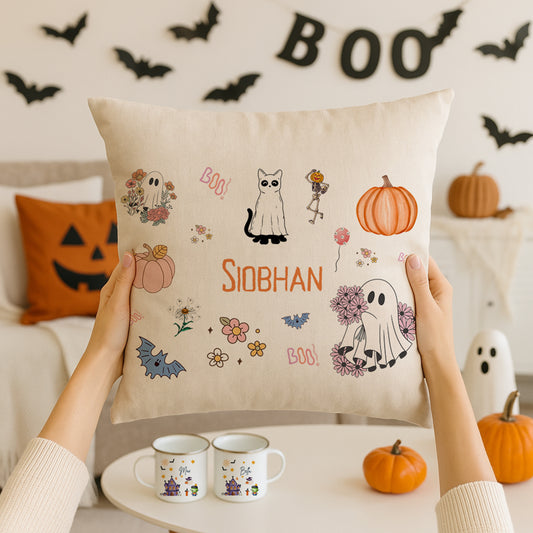 Personalised Halloween Cushion - Spooky Bedroom Home Decor - Ghost Gifts