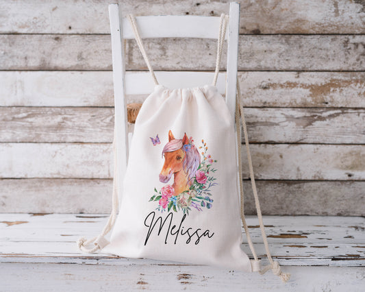 Personalised PE Bag, Horse Gifts For Girls , Kids School Bag, Kids PE Bag, Horse Riding Gifts