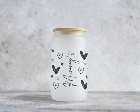 Personalised Iced Coffee Cup, Mother's Day Gift, Nanny Mothers Day Gift, Iced Coffee Glass Tumbler With Straw