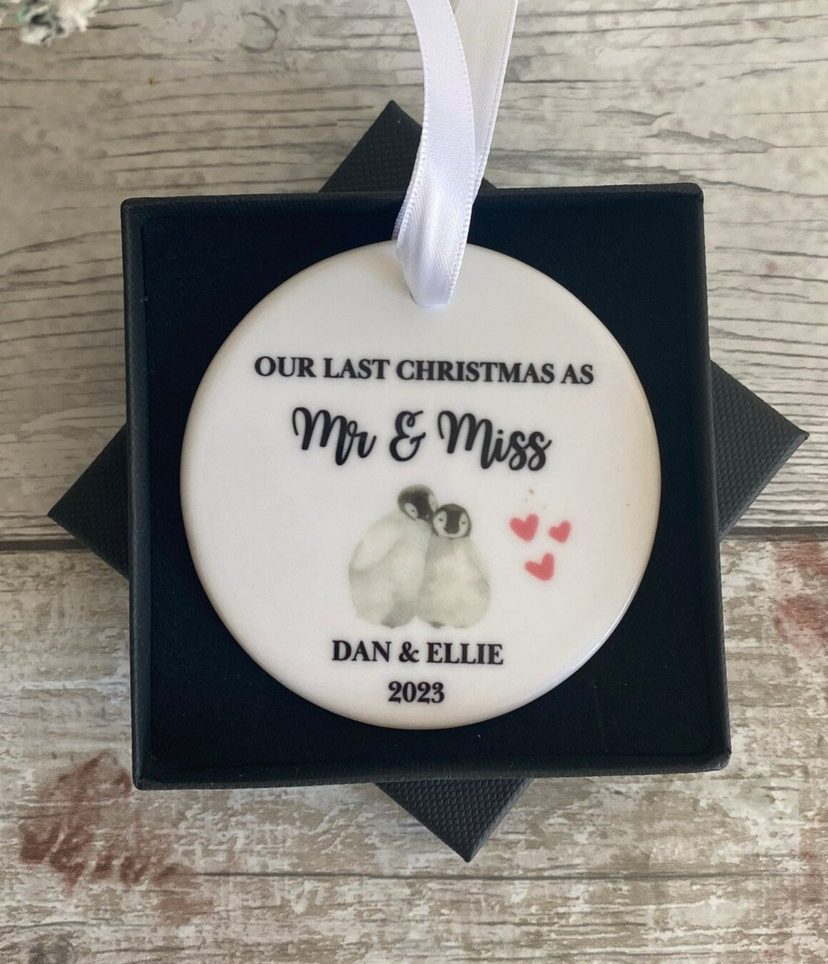 Last Christmas As Mr & Miss, Engaged Couple Christmas Gifts, Couple Gifts, Fiancé Gifts, Christmas Ornament, Christmas Bauble For Couples