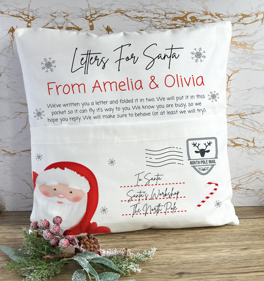 Letter To Santa Cushion, Personalised Christmas Eve Box Fillers, Christmas Cushion, Christmas Eve Pillow