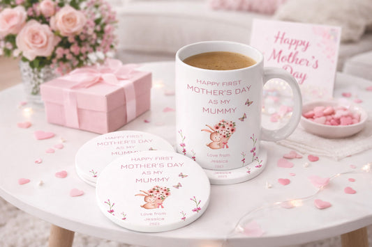 First Mother's Day Gift - Personalised Mummy Mug and Coaster Set