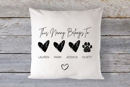 Nanny Cushion - Nanny Mother's Day Gift - This Nanny Belongs To - Personalised Cushion - Nanny Gifts