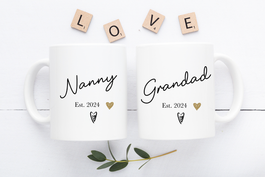 Nanny and Grandad Mugs - Grandparent Gift - New Grandparent Christmas Gift - New Nanny Gift