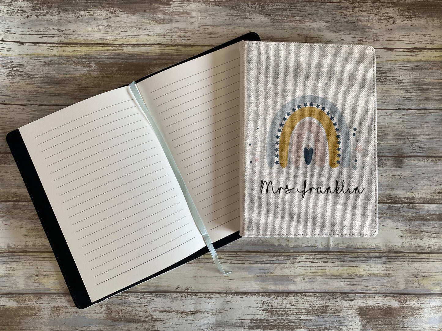 Personalised Teacher Notebook, Teacher Gifts, Linen Notebook