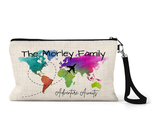 Personalised Family Passport Holder Bag - Adventure Awaits - Travel Gift For Couples
