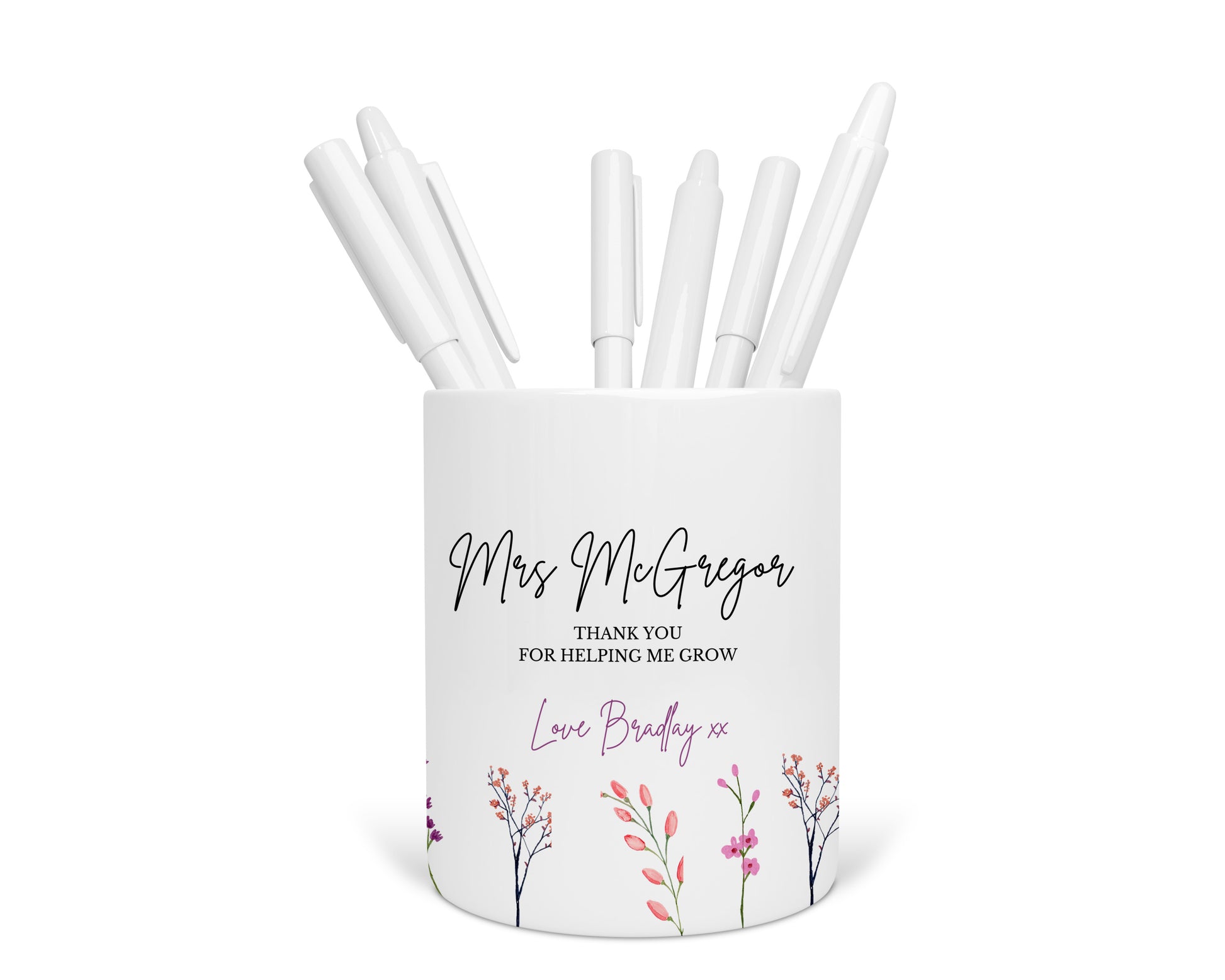 Personalised Teacher Pencil Holder, Teacher Gifts - Thank You For Helping Me Grow