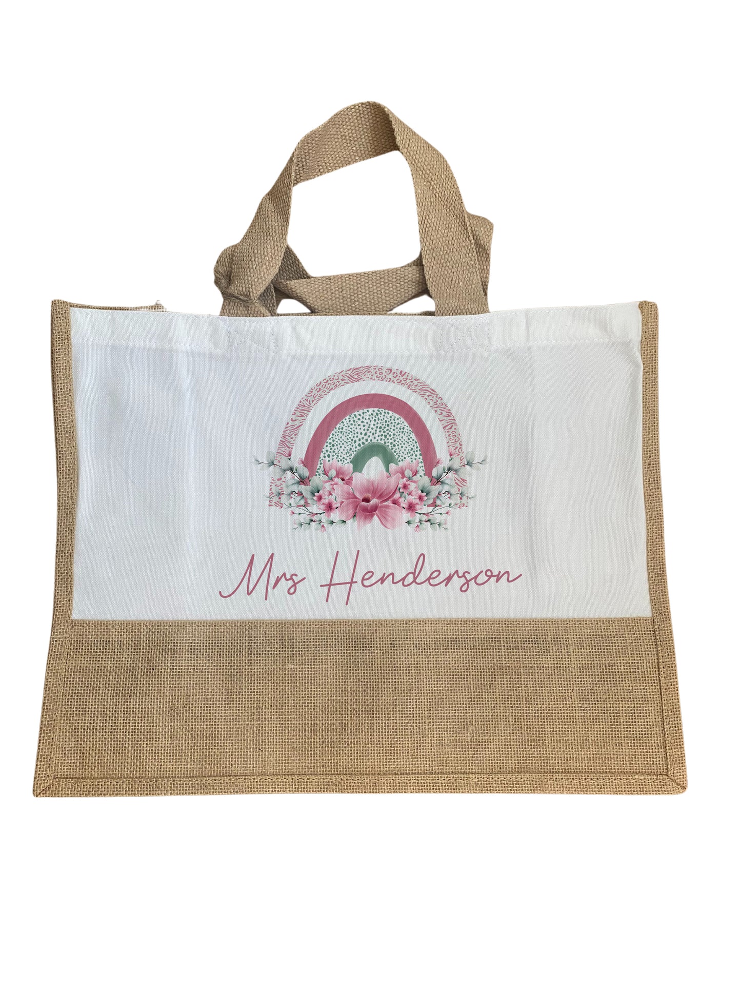 Personalised Teacher Bag, Teacher Gifts, Nursery Teacher Gift, Large Jute Bag