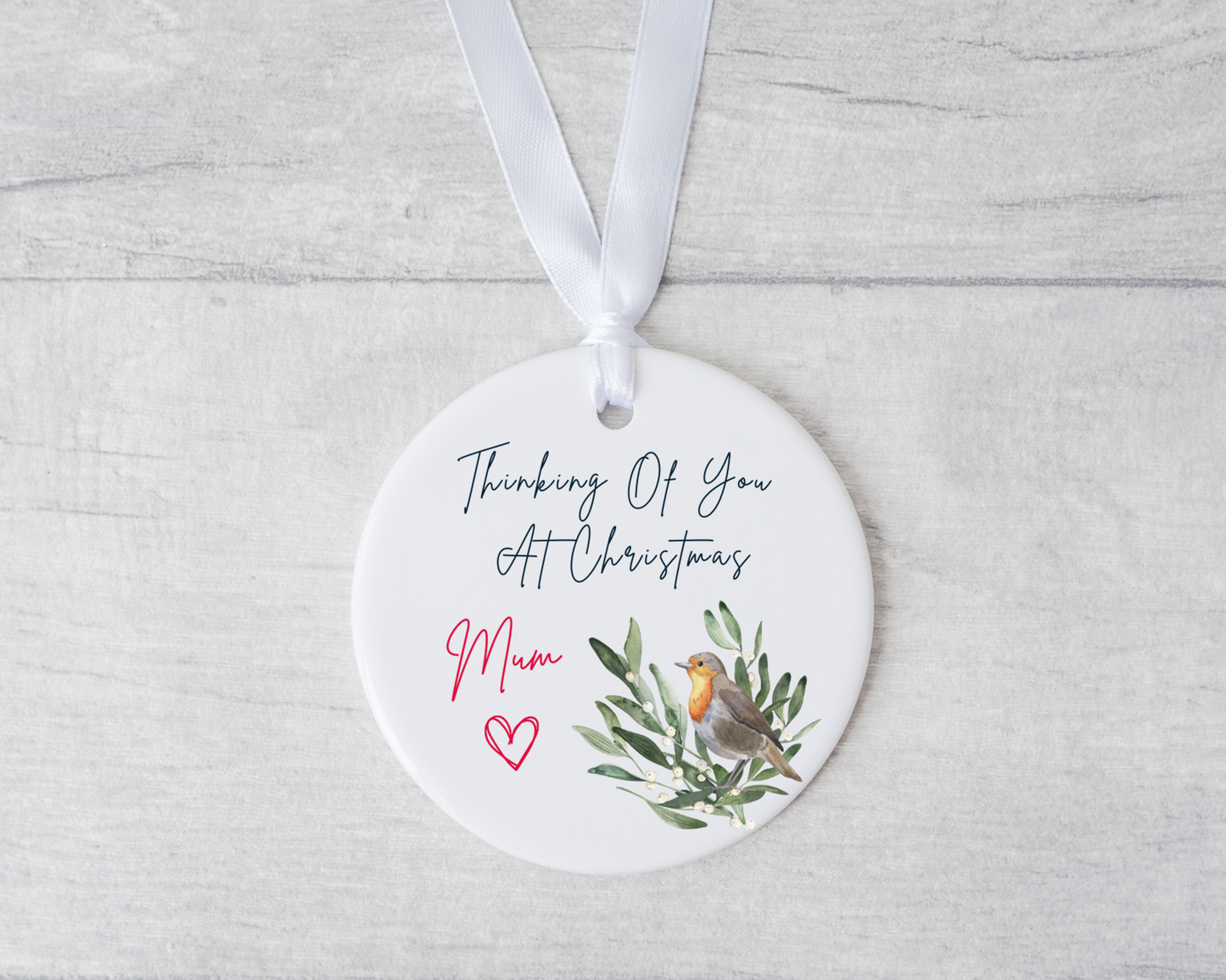 In Memory Of Mum / Dad / Nan / Grandad Christmas Robin Decoration - Memorial Christmas Ornament - Robin Xmas Tree Bauble