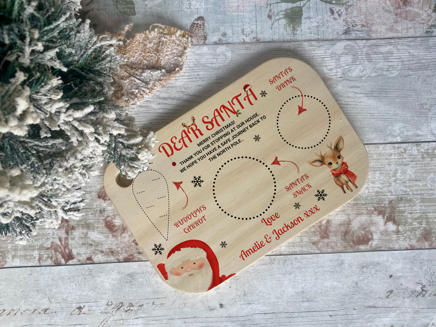 Personalised Snacks for Santa, Christmas Eve Treat Board for Santa, Christmas Eve Board , Christmas Eve Plate, Treat Plate