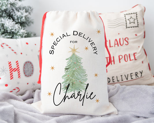 Personalised Special Delivery Christmas Sack, Christmas Eve Bag, Santa Sack, Christmas Present Sack
