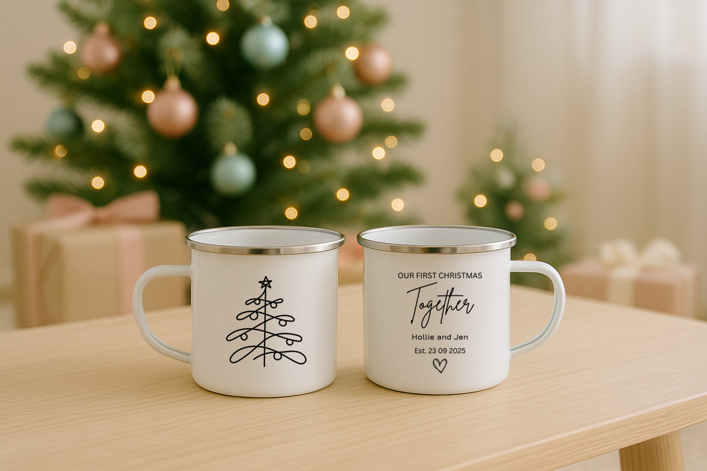 Our First Christmas Together, Couple Camping Mug Set, Couple Christmas Gifts