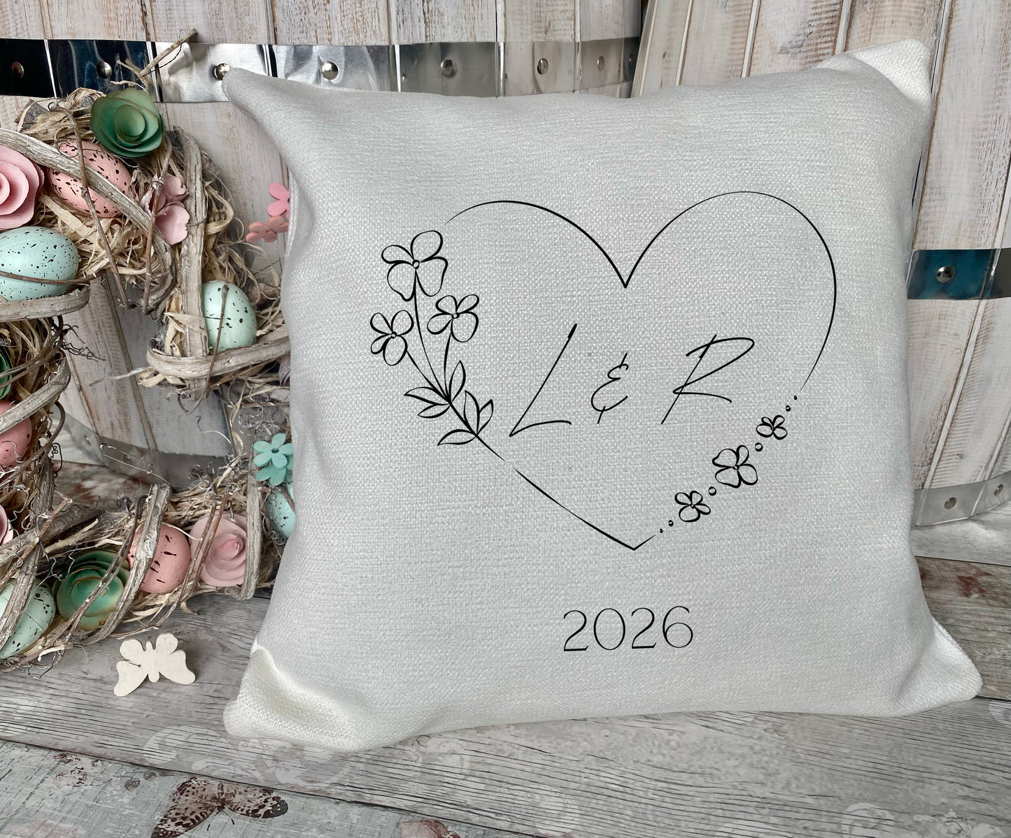 Personalised Couples Initial Cushion - First Valentines Day Gift - Anniversary Gift For Friends - Housewarming Gift