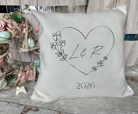 Personalised Couples Initial Cushion - First Valentines Day Gift - Anniversary Gift For Friends - Housewarming Gift