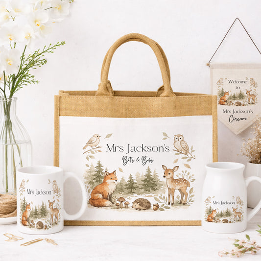 Personalised Teacher Gift Set | Thank You Teacher Tote Bag & Mug | End of Term Nursery Primary School Present UK