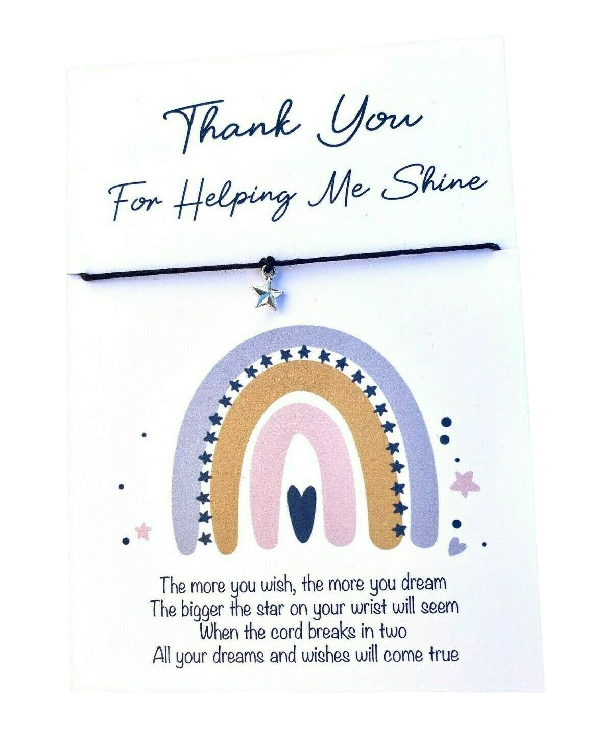 Teacher Gifts, Thank You For Helping Me Shine Wish Bracelet