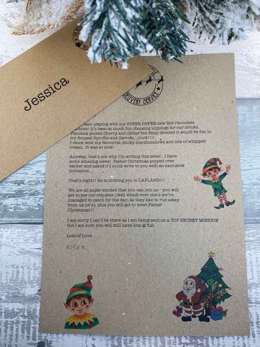 Invitation To Lapland - Personalised Letter From Elf - Lapland Reveal