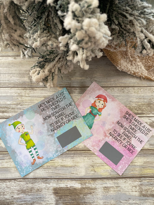 Welcome Back Elf - Naughty and Nice Scratch Card - Elf Christmas Accessories