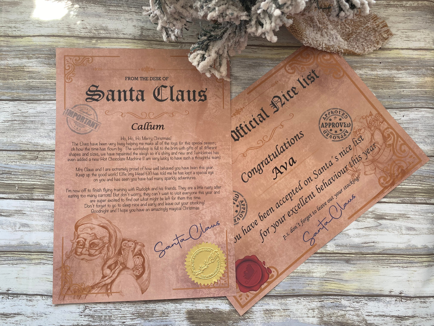 Personalised Luxury Letter From Santa Claus And Nice List Certificate