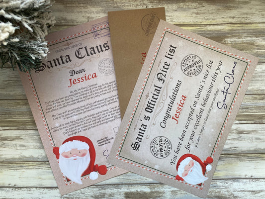 Personalised Letter From Santa & Nice List Certificate, Xmas Eve Box Fillers