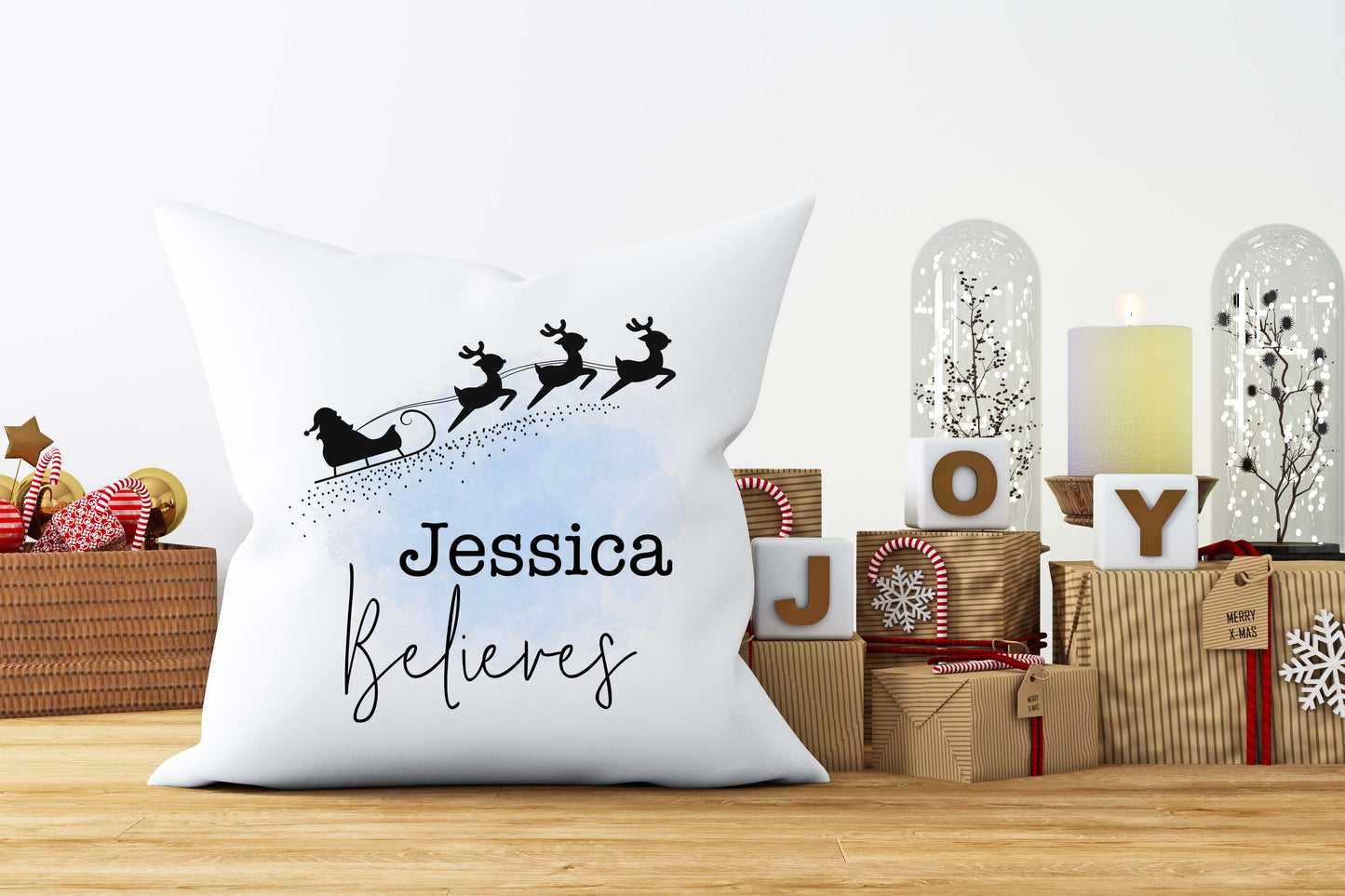 Personalised Christmas Cushion For Kids - Believe In The Magic Of Santa - We Believe - Christmas Decorations