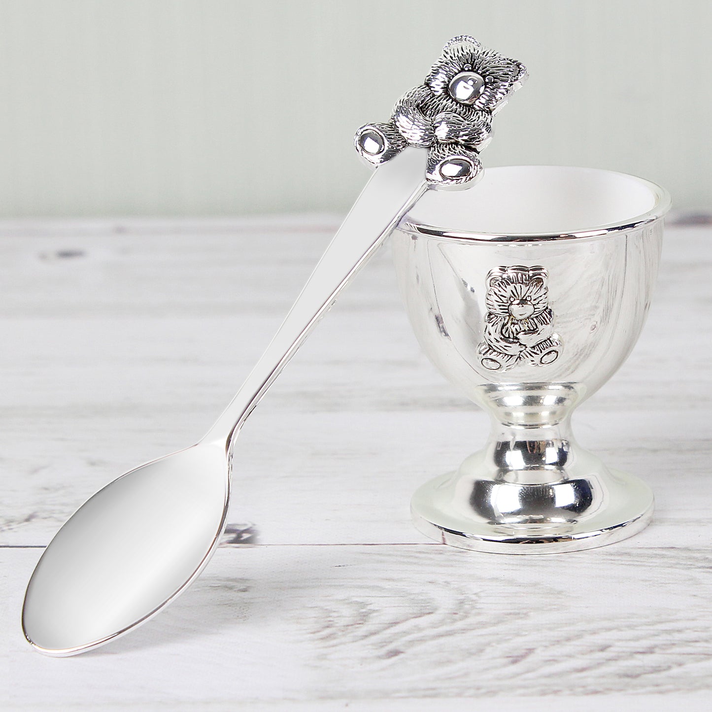 Personalised Silver Egg Cup & Spoon