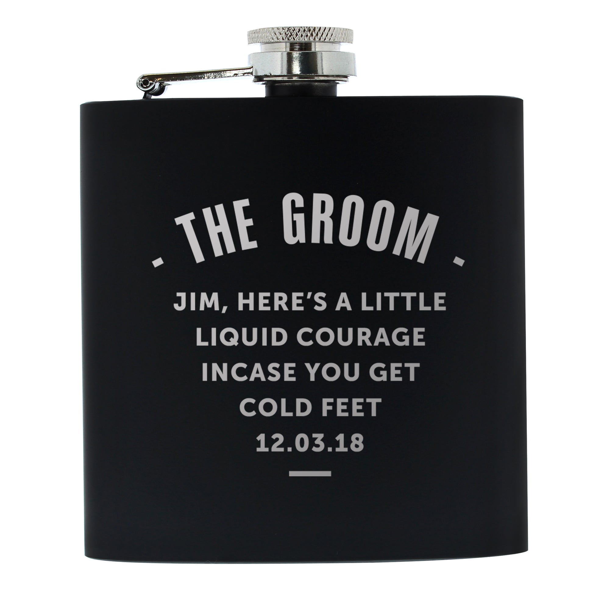 Personalised Any Message Black Hip Flask