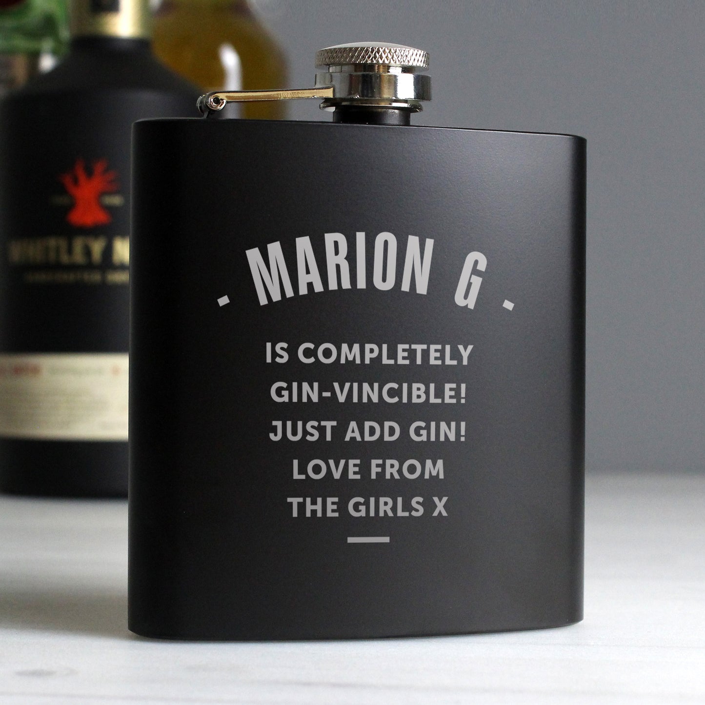 Personalised Any Message Black Hip Flask