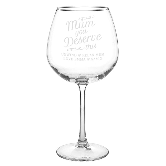 Personalised 'Mum You Deserve This' Gin Balloon Glass