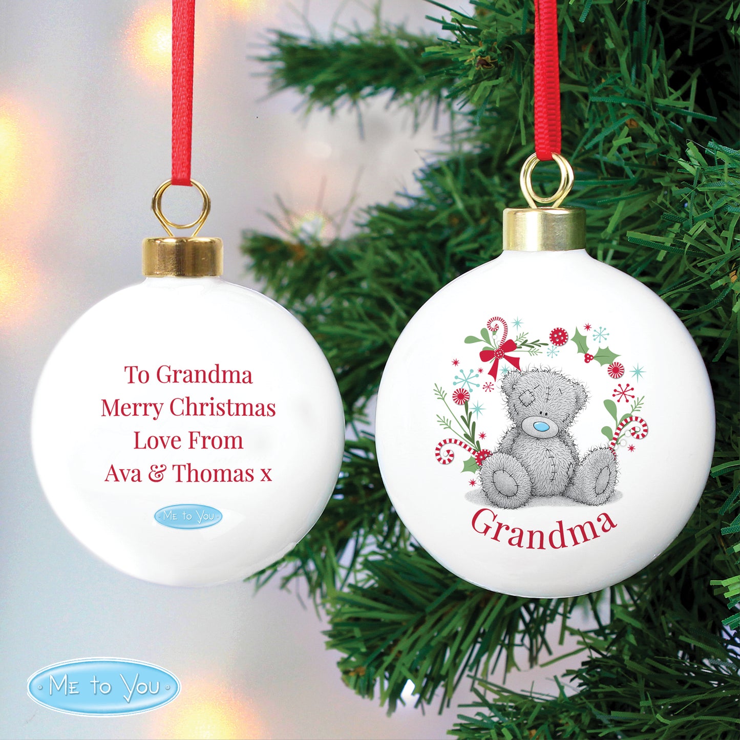 Personalised Me To You 'For Nan, Grandma, Mum' Christmas Bauble