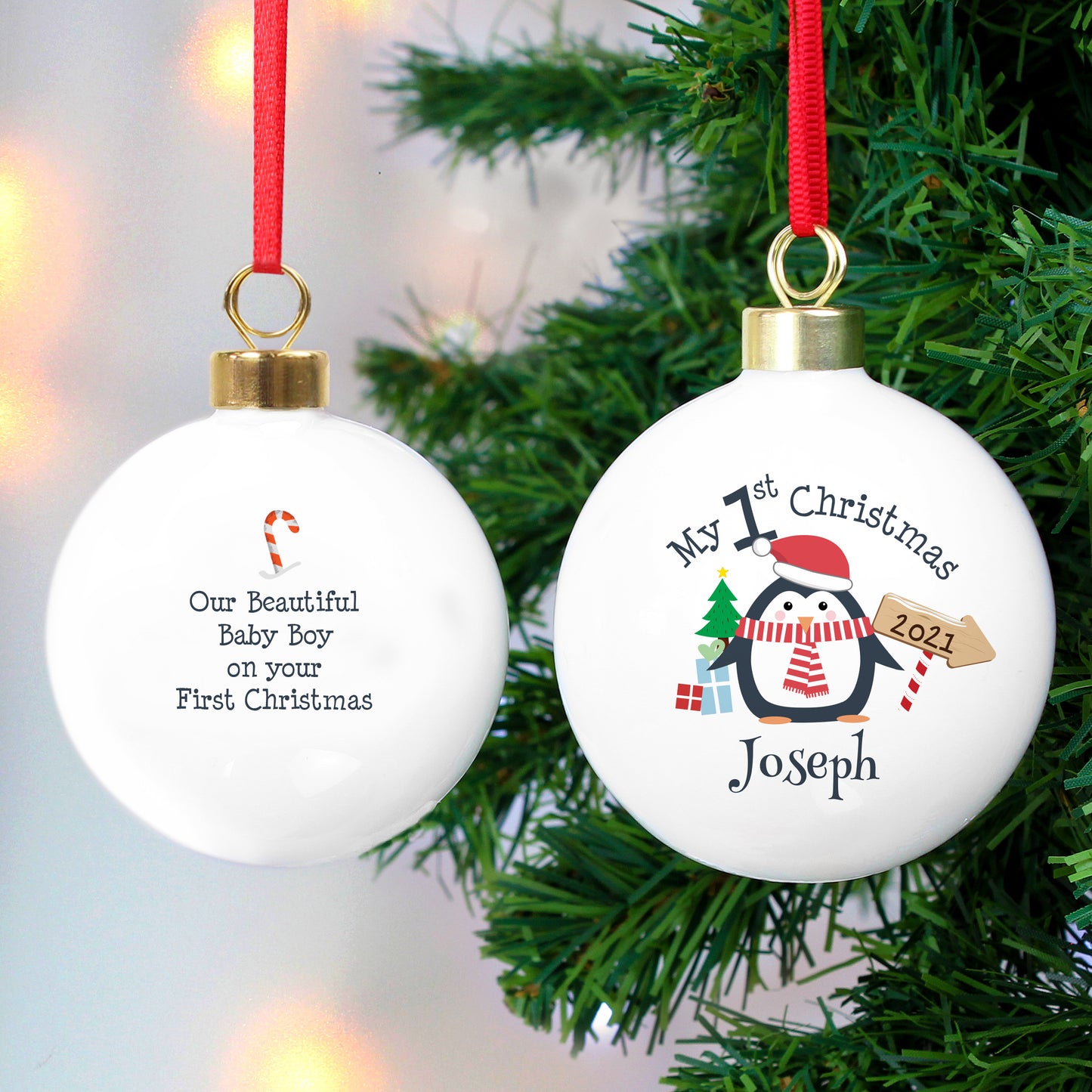 Personalised My 1st Christmas Penguin Bauble