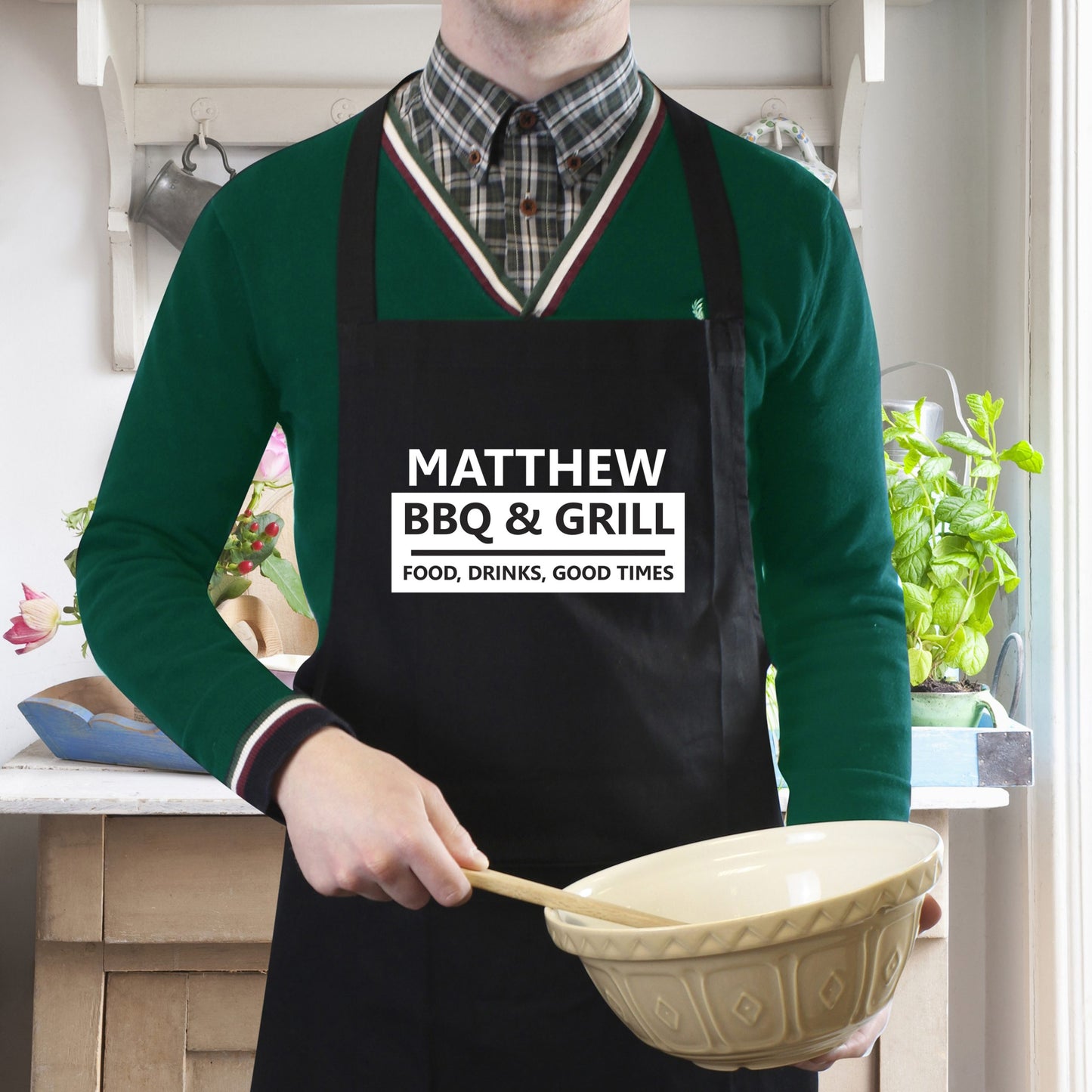 Personalised BBQ & Grill Black Apron