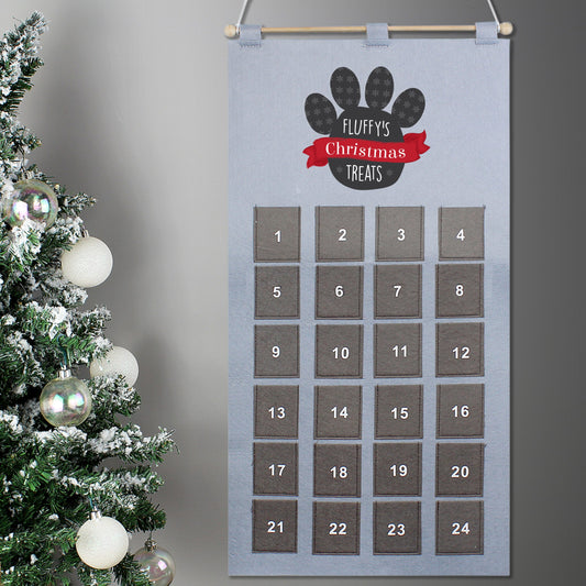 Personalised Pet Advent Calendar In Silver Grey