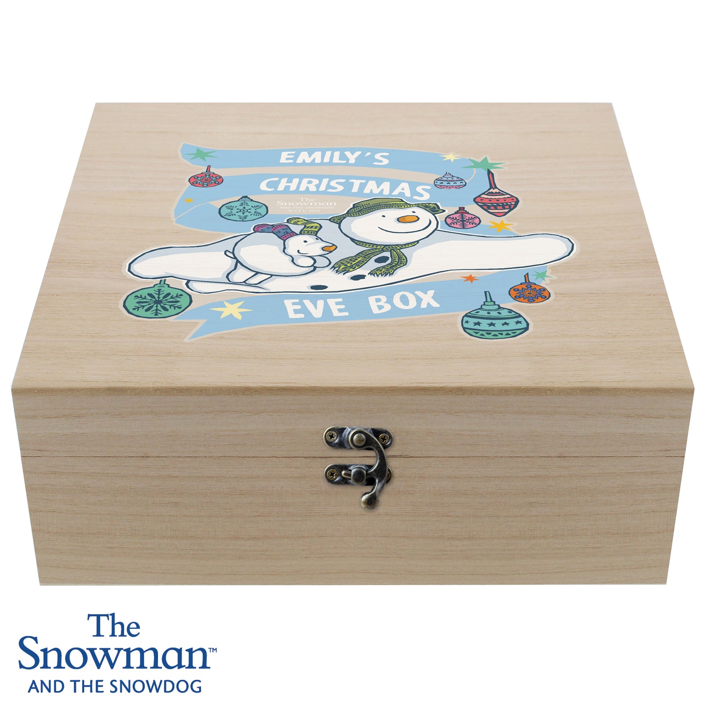 Personalised The Snowman and the Snowdog Large Wooden Christmas Eve Box