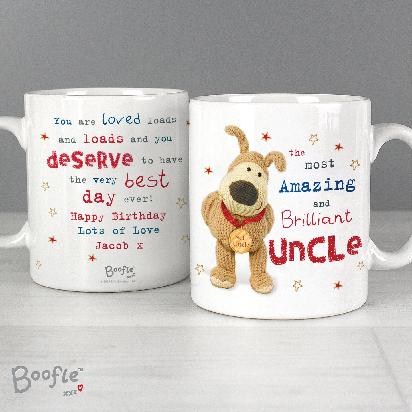 Personalised Boofle Uncle Medal Mug