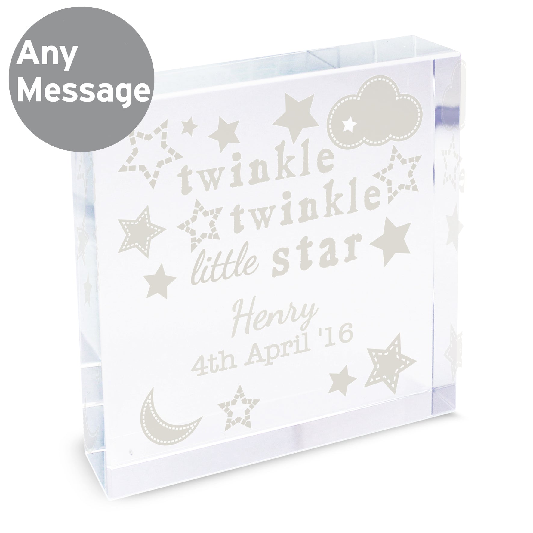 Personalised Twinkle Twinkle Large Crystal Token