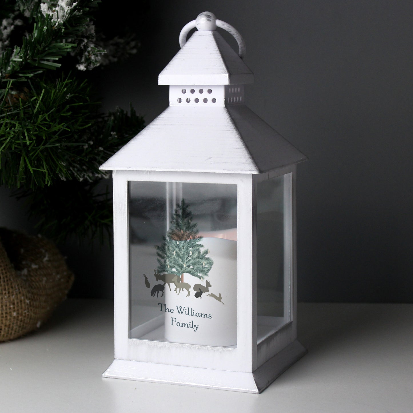 Personalised A Winter's Night White Lantern