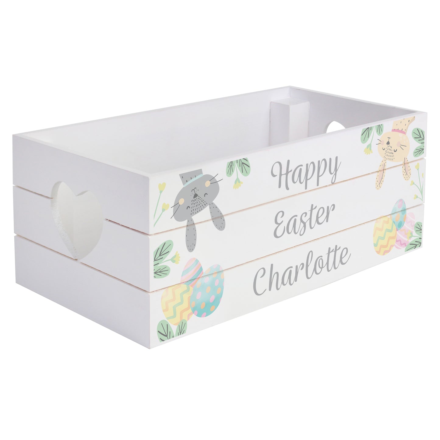 Personalised Easter White Wooden Crate