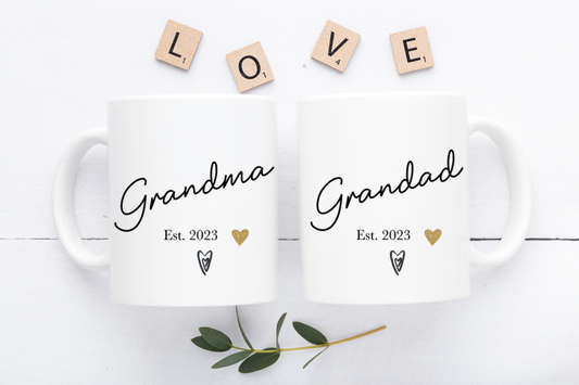 Personalised Grandma and Grandad Mugs Set - New Grandparents Gift - New Grandma Mug - Grandma Christmas Gift